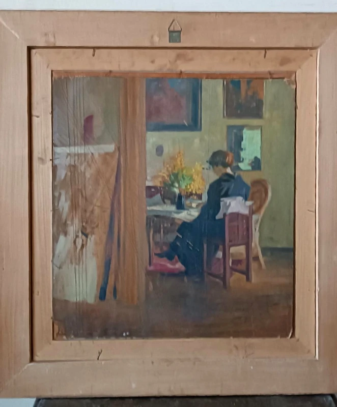 Oil on canvas portrait 1920s-painted on the back -Giuseppe Torelli ( 1881 -1959 )