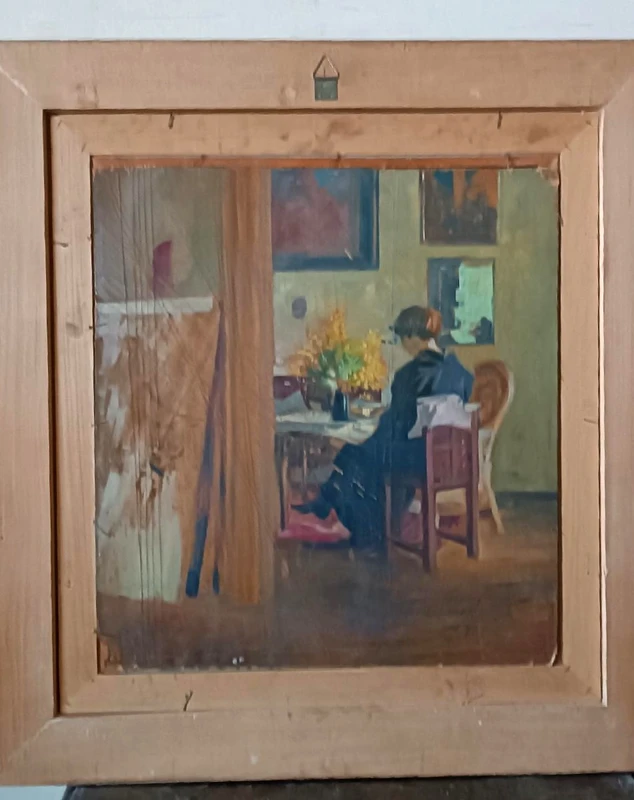 Oil on canvas portrait 1920s-painted on the back -Giuseppe Torelli ( 1881 -1959 )