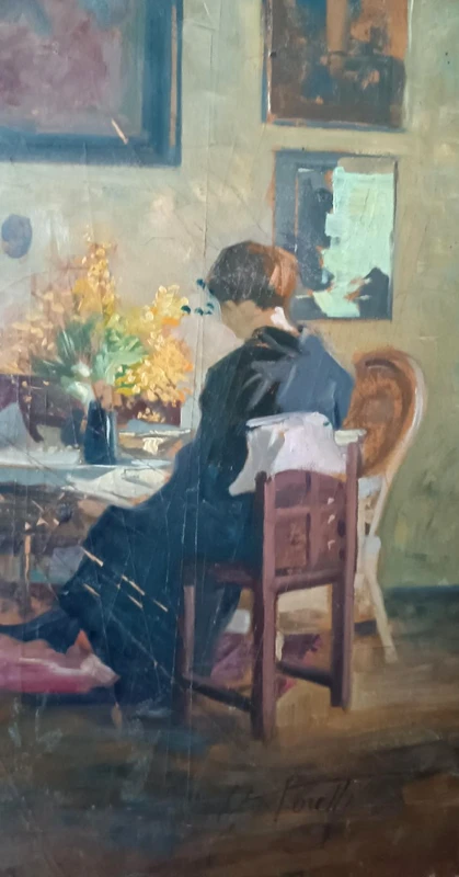 Oil on canvas portrait 1920s-painted on the back -Giuseppe Torelli ( 1881 -1959 )