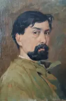 Oil on canvas portrait 1920s-painted on the back -Giuseppe Torelli ( 1881 -1959 )