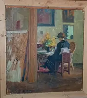 Oil on canvas portrait 1920s-painted on the back -Giuseppe Torelli ( 1881 -1959 )