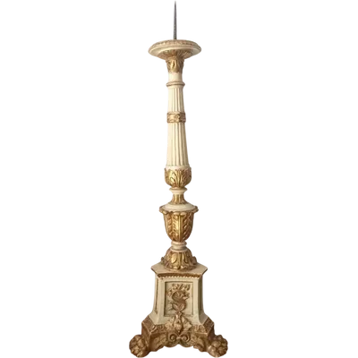 BOUGEOIR EN BOIS LAQUE D'OR 700 h.80 cm