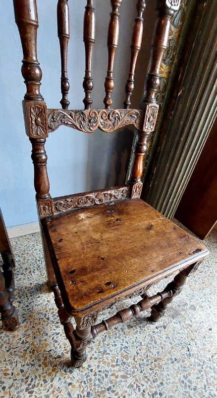 Pair of Carved Chairs Italian Manufacture Of The Seventeenth Century Rare