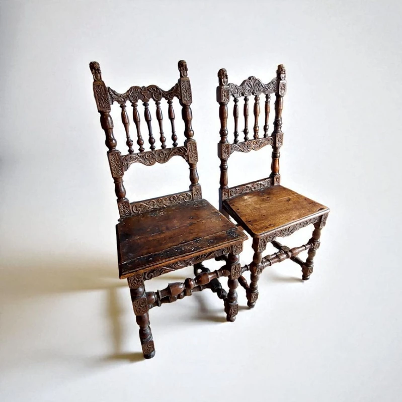 Pair of Carved Chairs Italian Manufacture Of The Seventeenth Century Rare