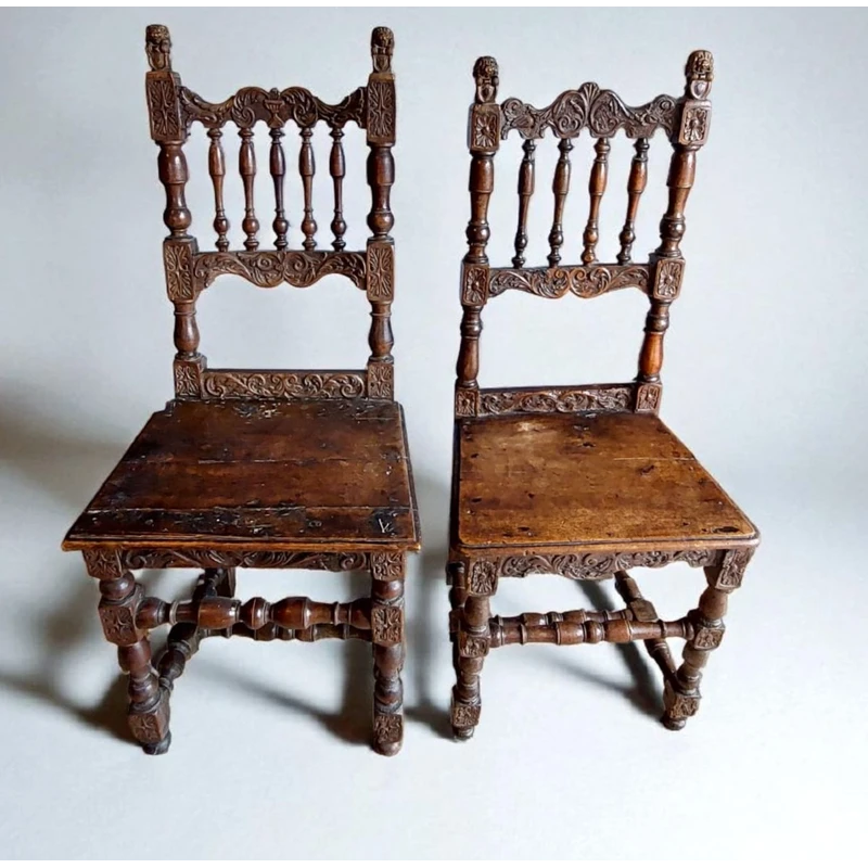 Pair of Carved Chairs Italian Manufacture Of The Seventeenth Century Rare