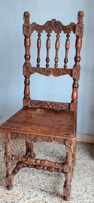 Pair of Carved Chairs Italian Manufacture Of The Seventeenth Century Rare