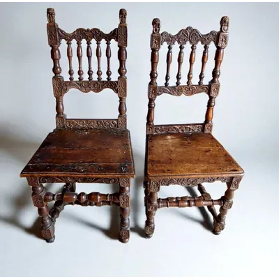 Pair of Carved Chairs Italian Manufacture Of The Seventeenth Century Rare