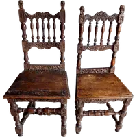 Pair of Carved Chairs Italian Manufacture Of The Seventeenth Century Rare