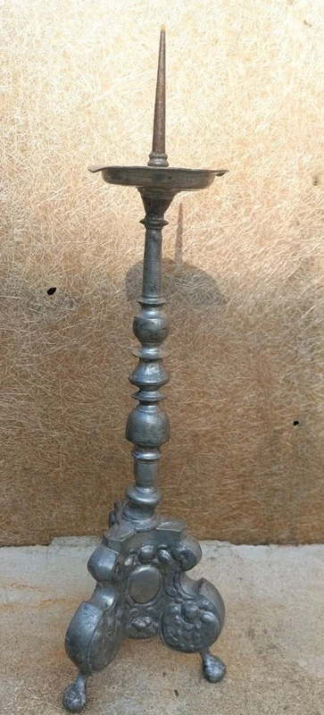 CHANDELIER ANTIQUE EN ÉTAIN BAROQUE LUIGI XIV ORIGINAL 18E SIÈCLE