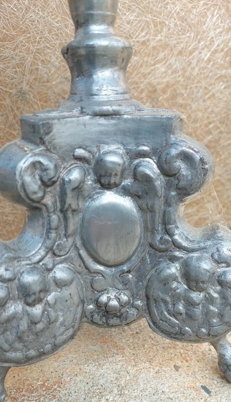 CHANDELIER ANTIQUE EN ÉTAIN BAROQUE LUIGI XIV ORIGINAL 18E SIÈCLE