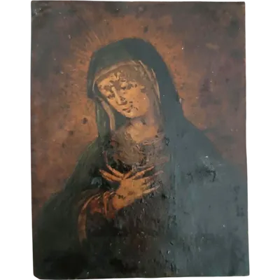 Peinture ancienne sur cuivre représentant la Vierge Marie 17e/18e siècle