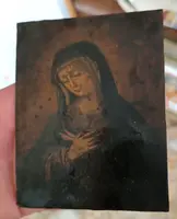 Peinture ancienne sur cuivre représentant la Vierge Marie 17e/18e siècle