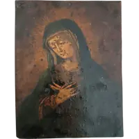 Peinture ancienne sur cuivre représentant la Vierge Marie 17e/18e siècle