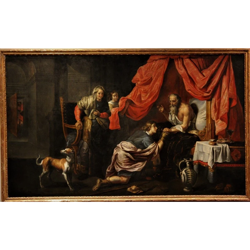 WILLEM VAN HERP att. "Isacco benedice Giacobbe " olio su tela XVII sec.