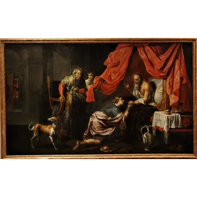 WILLEM VAN HERP att. "Isaac blesses Jacob " oil on canvas 17th cent.
