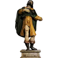 Scultura lignea policroma,San Rocco su basamento.