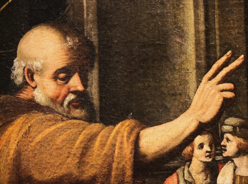 Sacra Famiglia  ( San Giovannino Elisabetta e Zaccaria ) dipinto olio su tela.