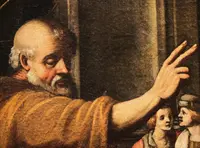 Sacra Famiglia  ( San Giovannino Elisabetta e Zaccaria ) dipinto olio su tela.