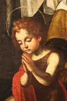 Sacra Famiglia  ( San Giovannino Elisabetta e Zaccaria ) dipinto olio su tela.