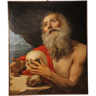 Saint Jerome in the cave, oil on canvas 16th/17th cent.