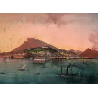 "Il golfo di Napoli varcato dal piroscafo Real Ferdinando I°", tempera su carta.