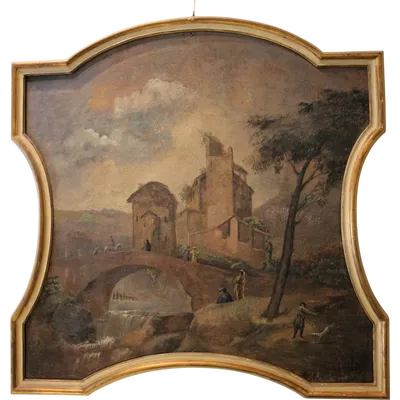 Landscape of Venetian ambit, painting from the 18th century.