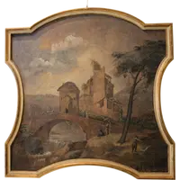 Paesaggio di ambito veneto, dipinto del XVIII sec.