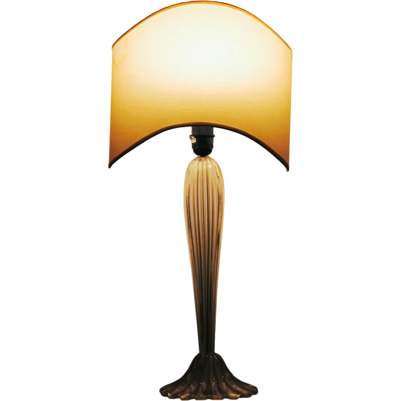 Lampada da tavolo Murano  anni '40/'50 - Vetro costolato con spolvero d'oro