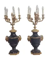 paire de grands candélabres en marbre et bronze doré