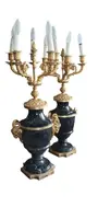paire de grands candélabres en marbre et bronze doré
