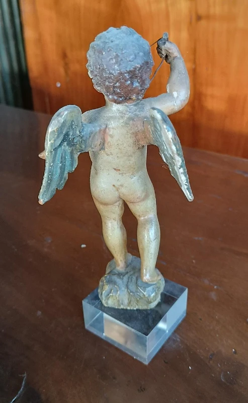 Petit angelot ancien en bois polychrome -Italie 18ème siècle