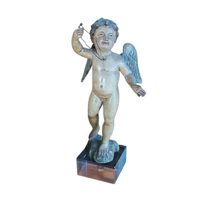 Petit angelot ancien en bois polychrome -Italie 18ème siècle