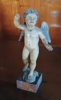 Petit angelot ancien en bois polychrome -Italie 18ème siècle