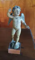Petit angelot ancien en bois polychrome -Italie 18ème siècle
