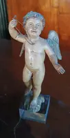 Petit angelot ancien en bois polychrome -Italie 18ème siècle