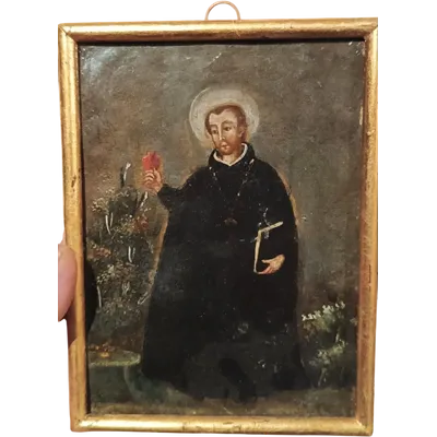Peinture sur cuivre représentant un saint jésuite École espagnole 18e siècle
