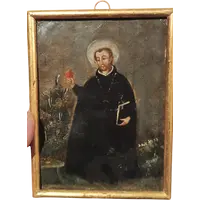 Copper painting depicting Jesuit saint Spanish school 18th century