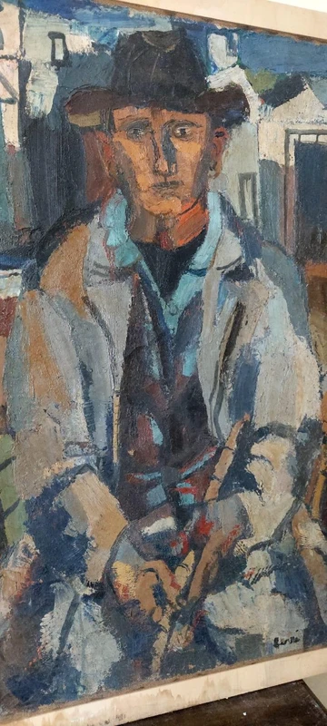 GRANDE HUILE SUR TOILE FERRUCCIO FERRI -1955 - "LE PÊCHEUR" TOILE 105X75 CM