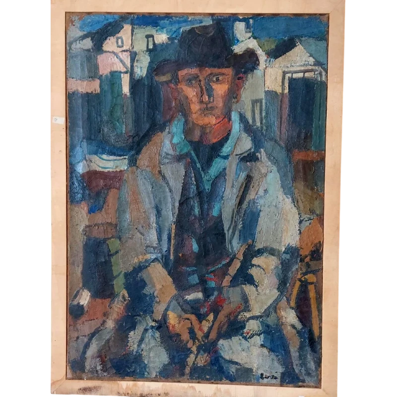 GRANDE HUILE SUR TOILE FERRUCCIO FERRI -1955 - "LE PÊCHEUR" TOILE 105X75 CM