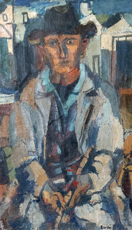 GRANDE HUILE SUR TOILE FERRUCCIO FERRI -1955 - "LE PÊCHEUR" TOILE 105X75 CM