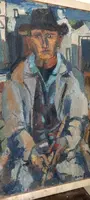 GRANDE HUILE SUR TOILE FERRUCCIO FERRI -1955 - "LE PÊCHEUR" TOILE 105X75 CM