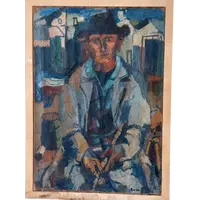 GRANDE HUILE SUR TOILE FERRUCCIO FERRI -1955 - "LE PÊCHEUR" TOILE 105X75 CM