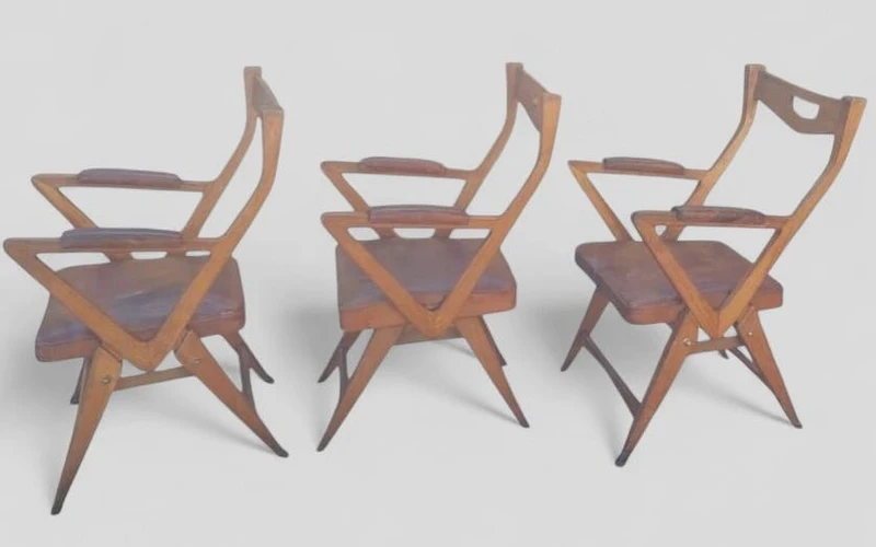 Ensemble de fauteuils en cuir de chêne Original 1950s Design