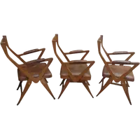 Ensemble de fauteuils en cuir de chêne Original 1950s Design