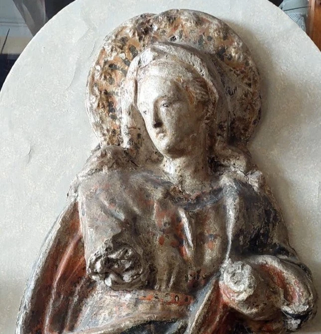 Madone en papier mâché et stuc 18e siècle ITALIE