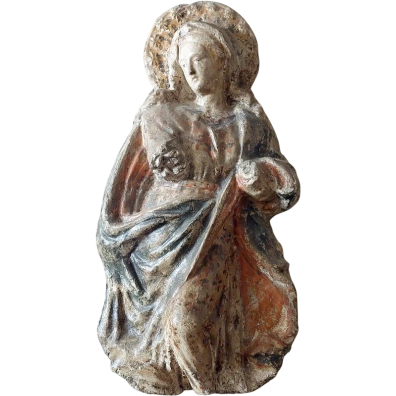 Madone en papier mâché et stuc 18e siècle ITALIE