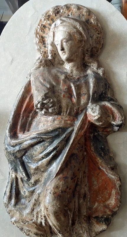 Madone en papier mâché et stuc 18e siècle ITALIE