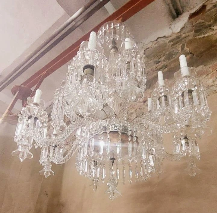 Grande lampadario di cristallo Francia anni '30/'40