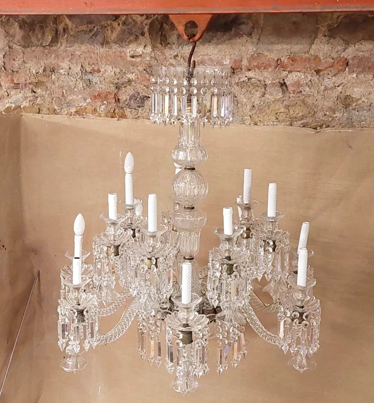 Grande lampadario di cristallo Francia anni '30/'40