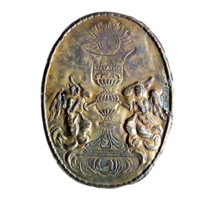 Antico sportello tabernacolo -sbalzo in rame dorato Barocco